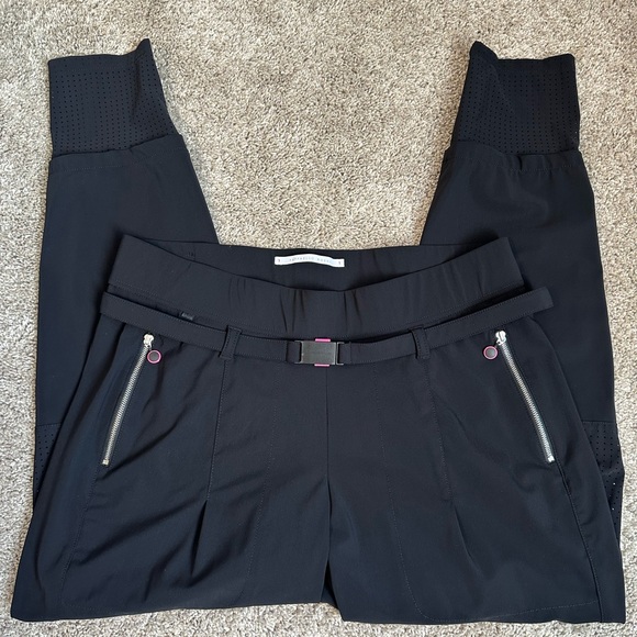 RAFFAELLO ROSSI Black Track Pants with Belt - Picture 1 of 9